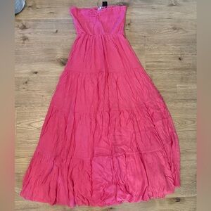 Fashion Nova Hot Pink Strapless Maxi Dress